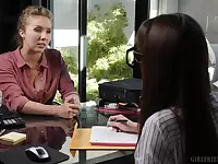 MILFs combined job interview with smooth lesbian oral pleasures