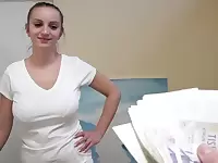 Big-breasted Czech masseuse sucking cock in a POV vid