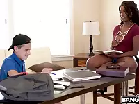 Ginormous breasted black COUGAR Daya Knight tempts a youthfull guy and rails his supreme milky prick